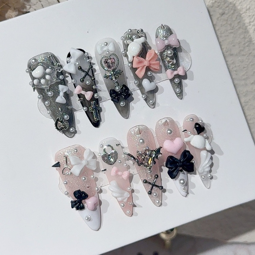 Nail Art Pink - 지라이 Y2K 스파이스 걸 블랙 핑크
