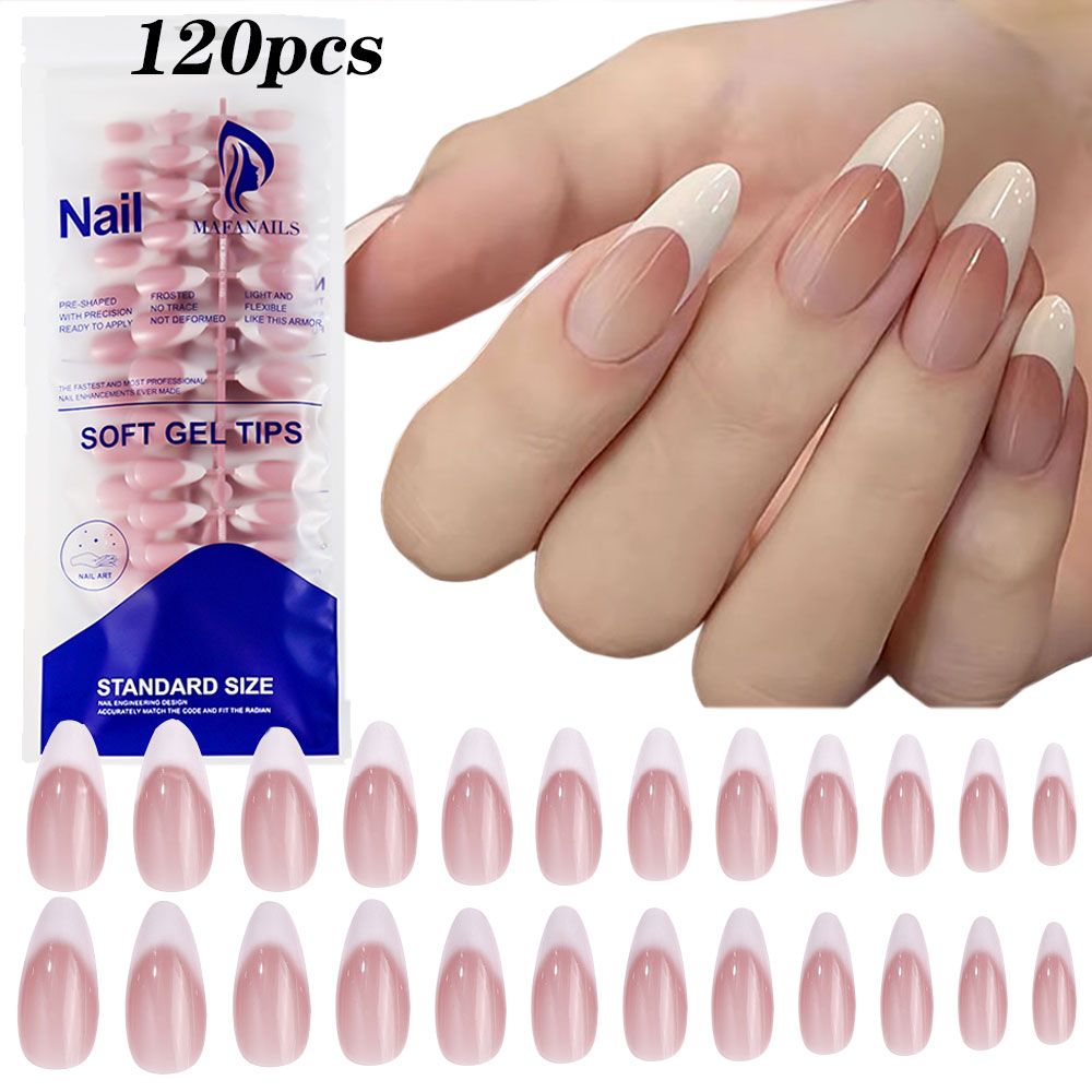 120pcs 핑크 미디엄 아몬드 프렌치 틀린 손톱 그라 - Nail Art Pink 리뷰 및 가격