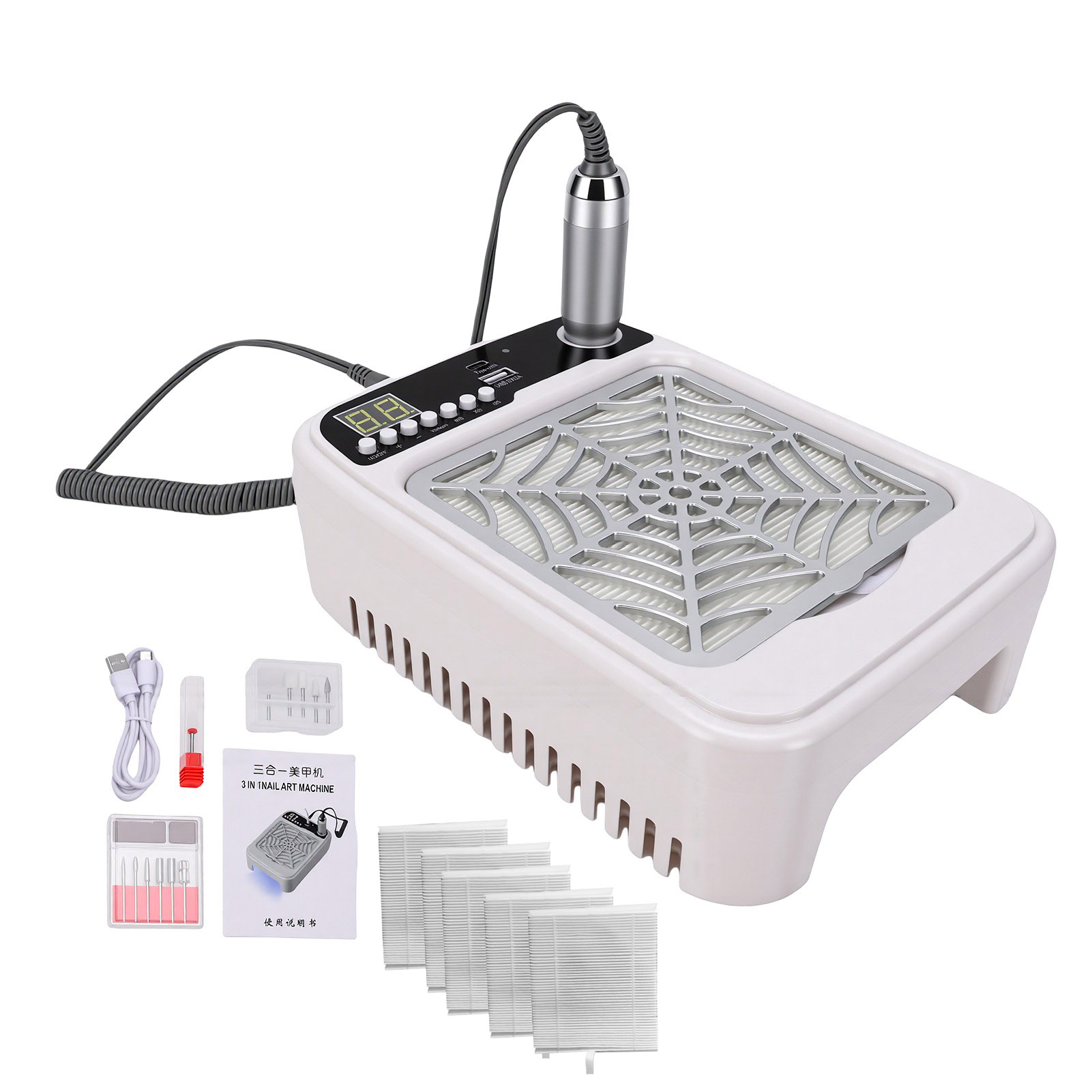 먼지 수집기와 네일 램프가 포함된 3-in-1 네일 드 - Nail Drill Machine 리뷰 및 가격