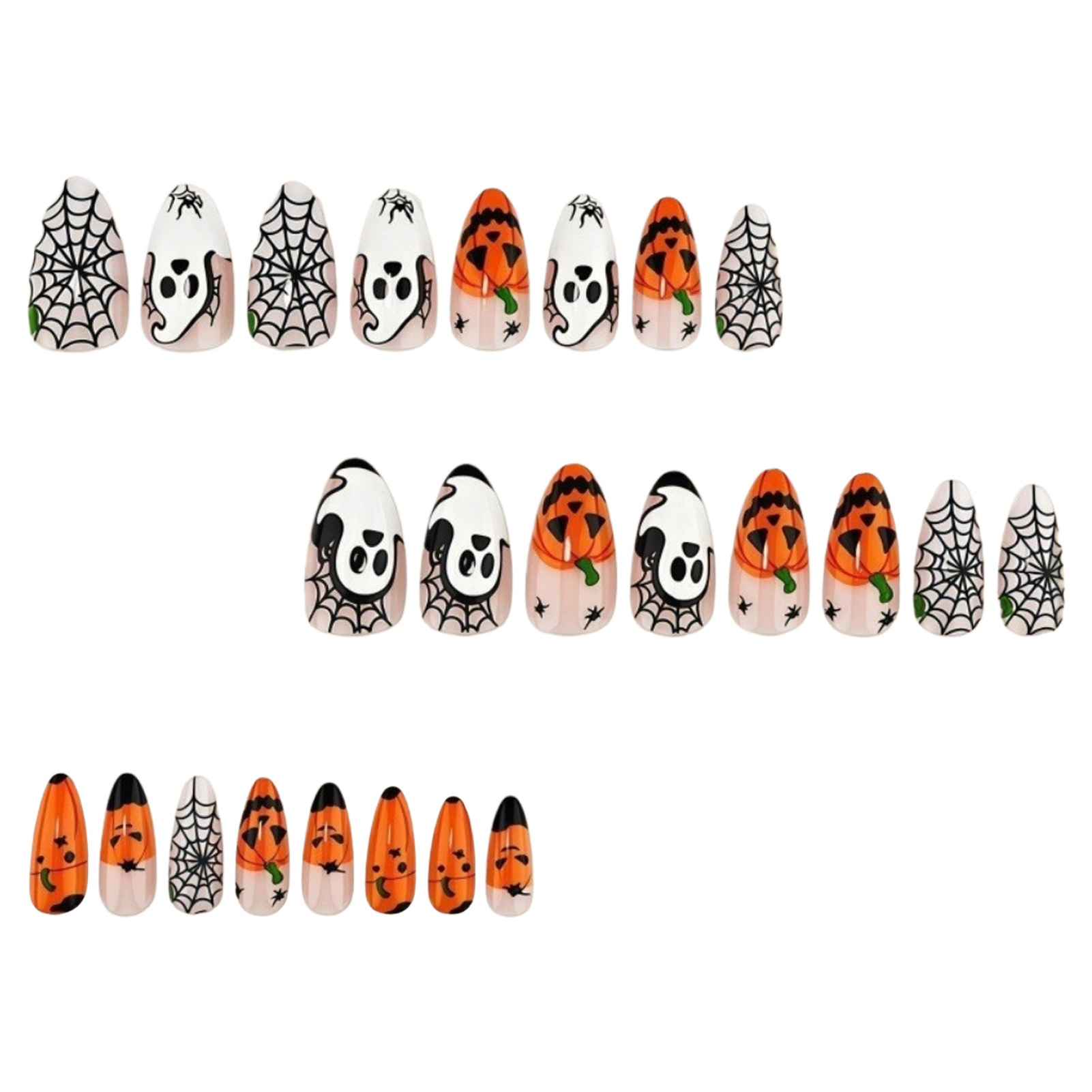 24개 할로윈 프레스온 네일 고스트 호박 거미줄 박쥐  - Nail Art Press On 리뷰 및 가격