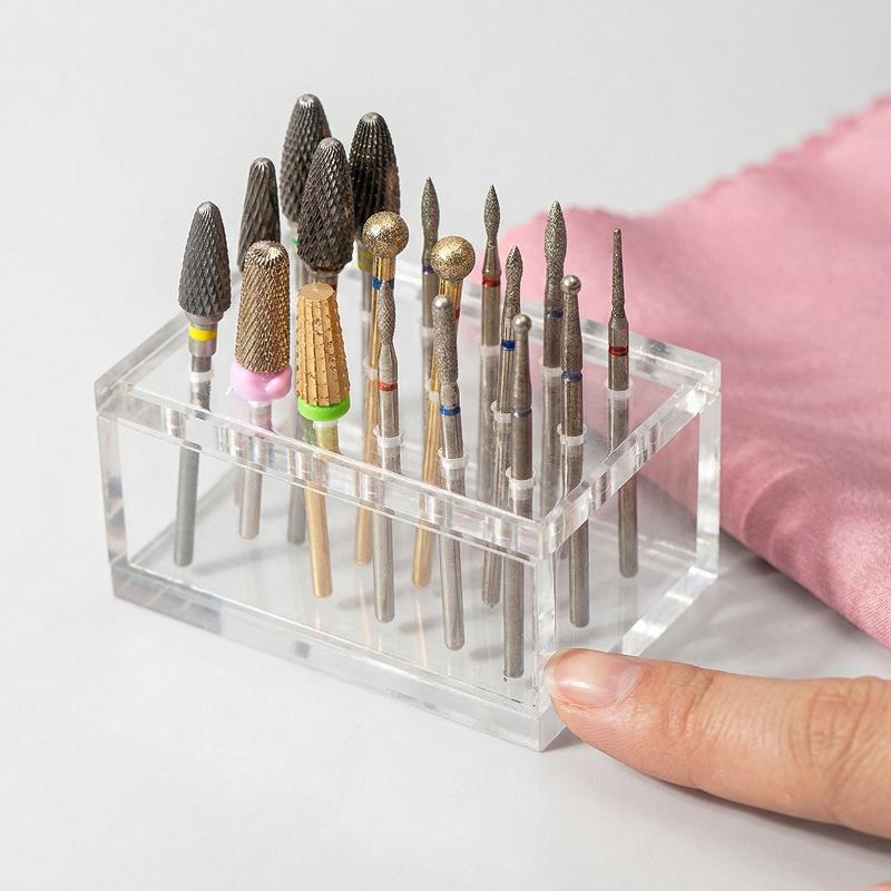 18홀 아크릴 나무 재질 네일 드릴 비트 홀더 휴대용  - Nail Drill Machine 리뷰 및 가격