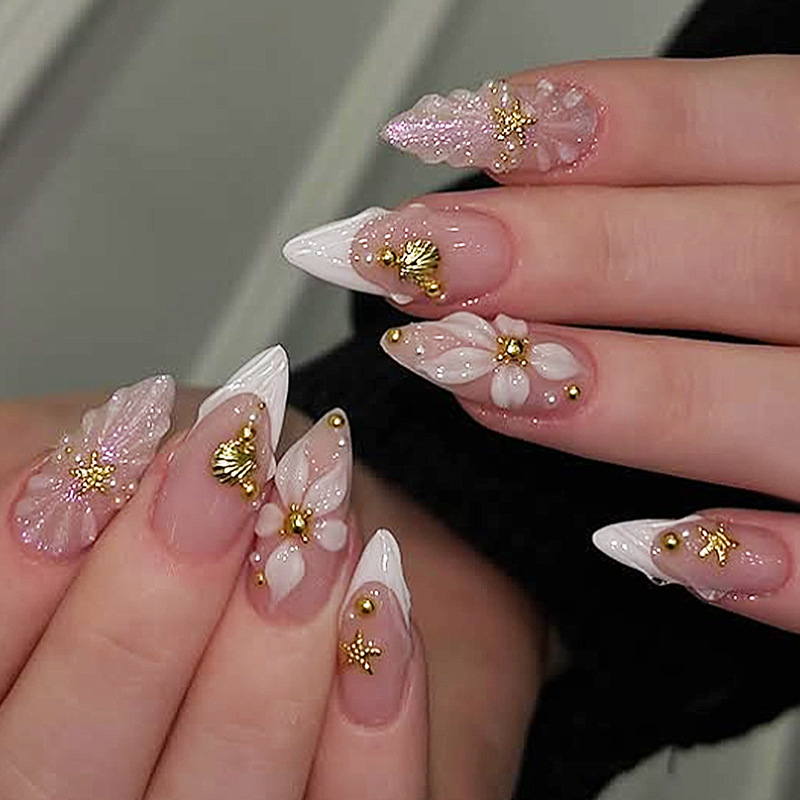 24개입 완성형 아몬드 프레스온 네일 아트 재사용 가능 - Nail Art Pink 리뷰 및 가격