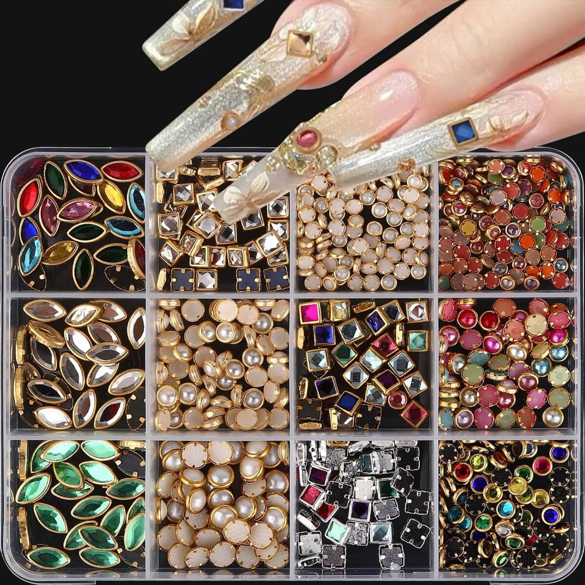 1박스 라이트 럭셔리 샤이니 네일 라인스톤 주얼리 3D - Nail Art Valentines Day 리뷰 및 가격