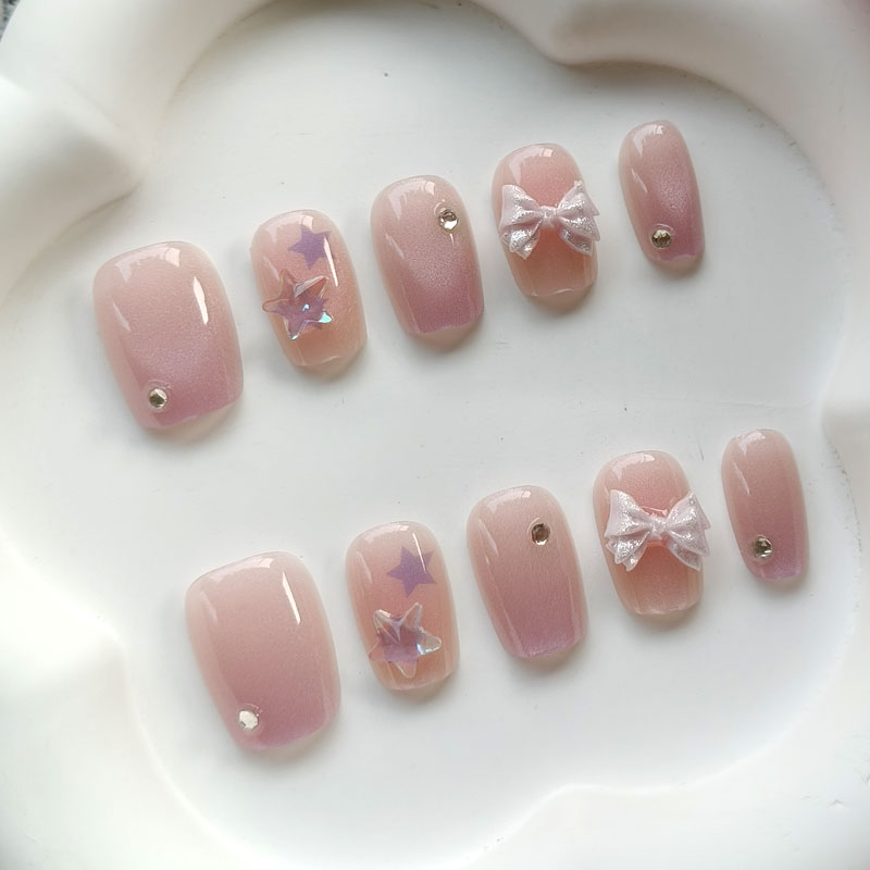 10개입 10대 소녀 패션 귀여운 핑크 퍼플 리본 사랑 - Nail Art Pink 리뷰 및 가격