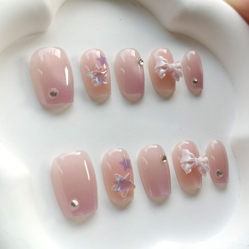 10개입 10대 소녀 패션 귀여운 핑크 퍼플 리본 사랑 - Nail Art Pink 리뷰 및 가격