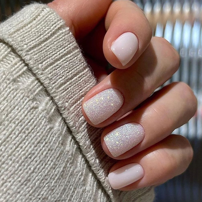 24개/세트 여성용 짧은 인조 손톱, 프렌치 누드 스퀘 - Nail Art Press On 리뷰 및 가격